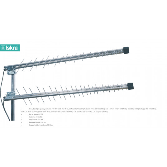  Antenna P-60 5G L700 U-MIMO +RG59 2x10m+2xSMA Silver 