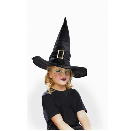  Juoda aksominė raganos kepurė 