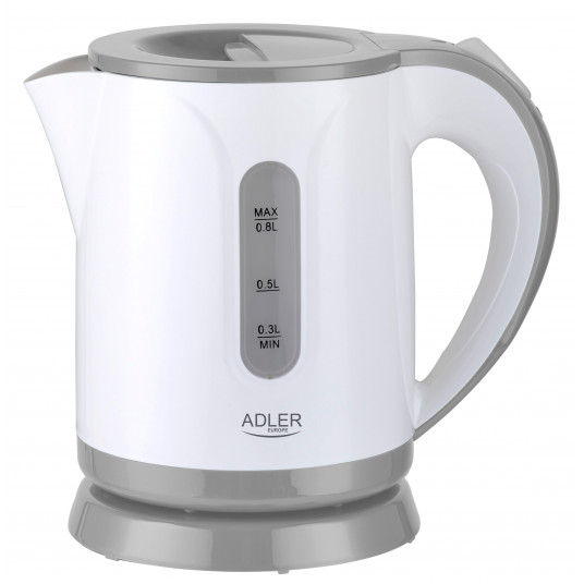  Adler Kettle AD 1371g Electric, 850 W, 0.8 L, Stainless steel/Polypropylene, 360° rotational base, White/Grey 