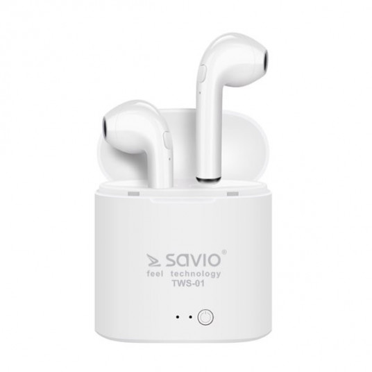  Belaidės ausinės SAVIO TWS-01, Baltos 