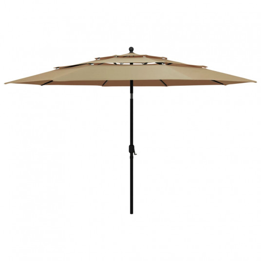 Skėtis nuo saulės su aliuminiu stulpu, taupe, 3,5m, 3 aukščių