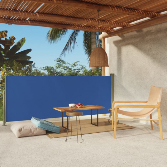 Ištraukiama šoninė kiemo pertvara, mėlynos spalvos, 117x300cm