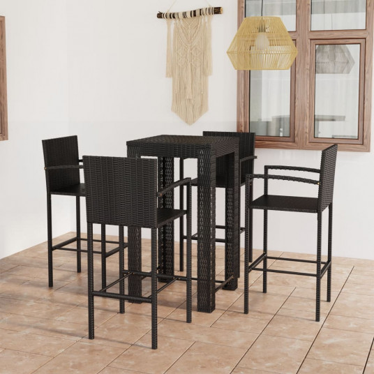  Lauko komplektas su porankiais, 5 dalių, juodas, poliratanas 