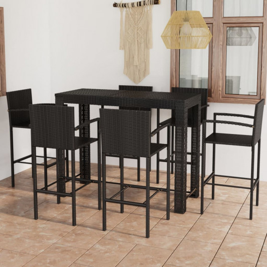 Lauko komplektas su porankiais, 7 dalių, juodas, poliratanas
