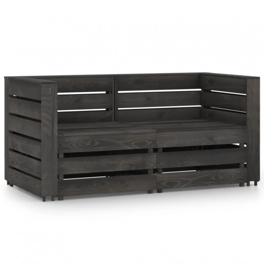 Dvivietė sodo sofa, pilkai impregnuota pušies mediena