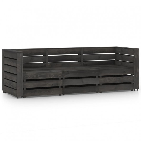 Trivietė sodo sofa, pilkai impregnuota pušies mediena