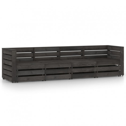 Keturvietė sodo sofa, pilkai impregnuota pušies mediena