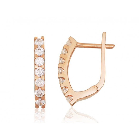 Auksiniai auskarai angli6ku užsegimu, Raudonas Auksas,Raudonas Auksas,Raudonas Auksas,Raudonas Auksas, Cirkonai,Cirkonai,Cirkona