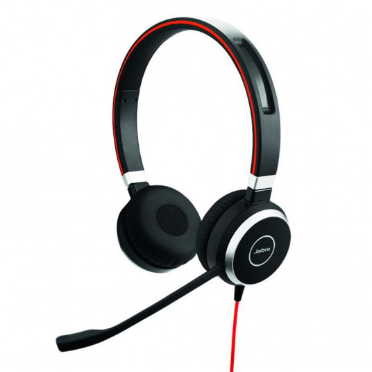  Ausinės Jabra EVOLVE 40 MS stereo, laidinės, su 3.5mm and USB jungtimis, valdymo mygtukai ant laido, juodas / raudonas / JABRA-308 