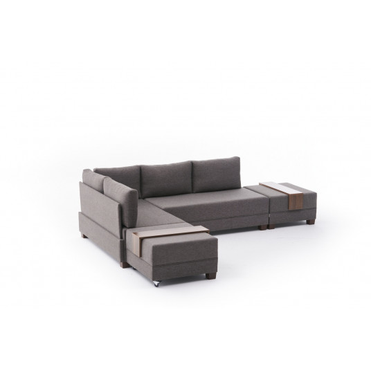 Kampinė sofa-lova Hanah Home Fly Corner Sofa Bed Left - Ruda