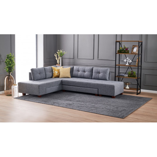 Kampinė sofa-lova Hanah Home Manama Corner Sofa Bed Left - Pilka