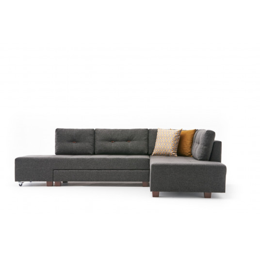 Kampinė sofa-lova Hanah Home Manama Corner Sofa Bed Right - Antracitas