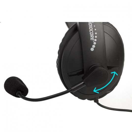  USB plug & play ausinės su mikrofonu Audiocore AC862, 1,5 m ilgio kabelis, skirtas valdyti nuotoliniu būdu 