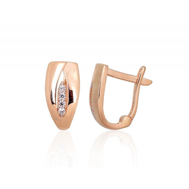 Auksiniai auskarai angli6ku užsegimu, Raudonas Auksas,Raudonas Auksas,Raudonas Auksas,Raudonas Auksas, Cirkonai,Cirkonai,Cirkona