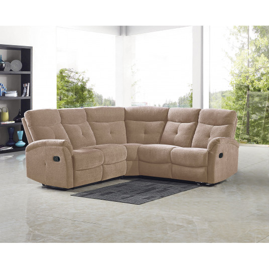 Kampinė sofa su reglainerio funkcija Lahti, smėlinė