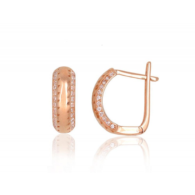 Auksiniai auskarai angli6ku užsegimu, Raudonas Auksas,Raudonas Auksas,Raudonas Auksas,Raudonas Auksas, Cirkonai,Cirkonai,Cirkona