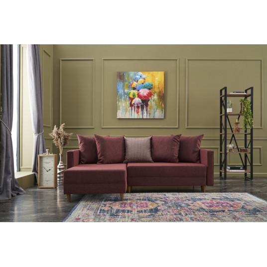 Kampinė sofa - lova Aydam kairė raudona