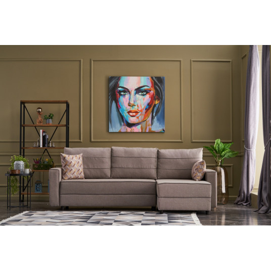 Kampinė sofa - lova Ece dešinė kreminė