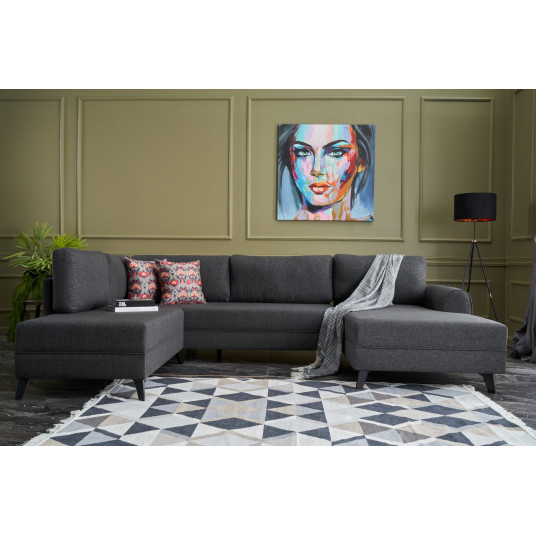 Kampinė sofa - lova Belen antracito