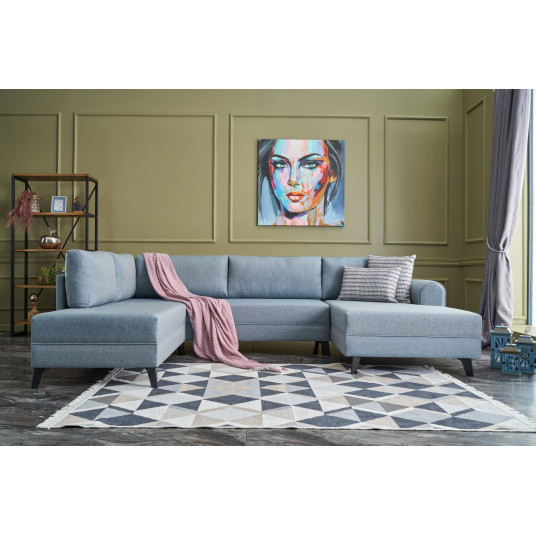 Kampinė sofa - lova Belen mėlyna