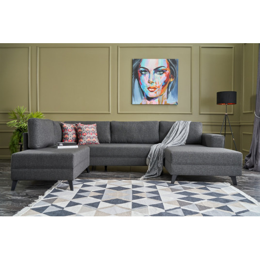 Kampinė sofa - lova Efsun antracito