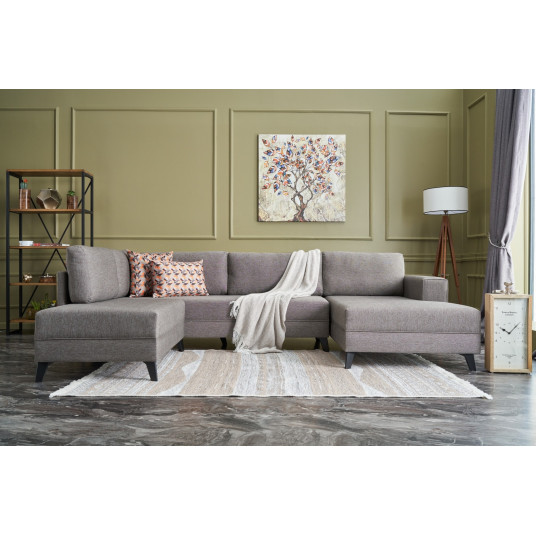 Kampinė sofa - lova Efsun ruda