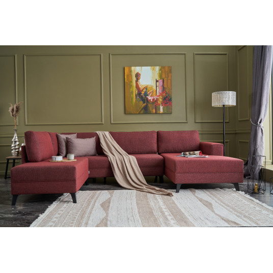Kampinė sofa - lova Efsun raudona