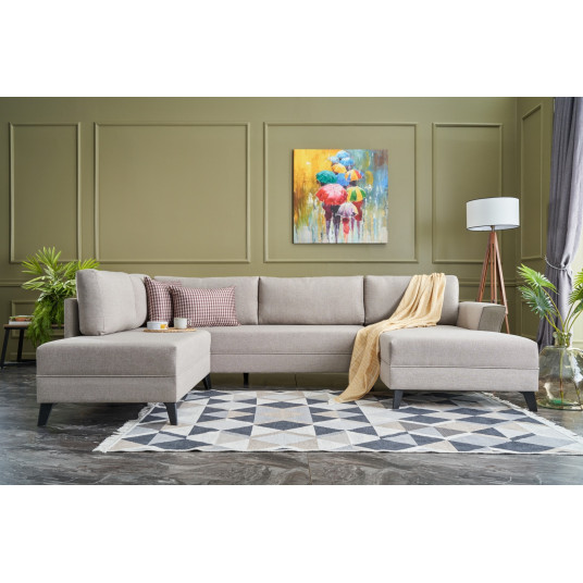 Kampinė sofa - lova Eris kreminė