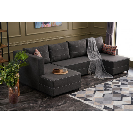 Kampinė sofa - lova Ece Panoramik antracito