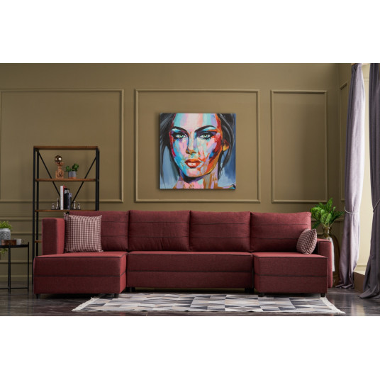 Kampinė sofa - lova Ece Panoramik raudona