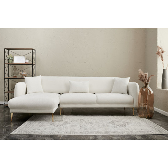 Kampinė sofa - lova Simena kairė kreminė