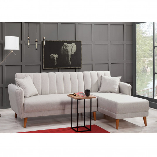 Kampinė sofa - lova Aqua Kose dešinė kreminė
