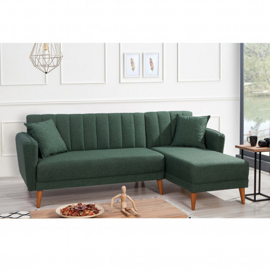Kampinė sofa - lova Aqua Kose dešinė žalia