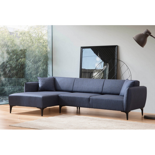 Kampinė sofa Belissimo kairė mėlyna