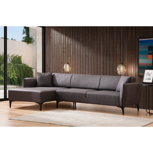 Kampinė sofa Belissimo kairė pilka