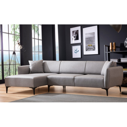 Kampinė sofa Belissimo kairė pilka