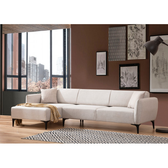 Kampinė sofa Belissimo kairė balta