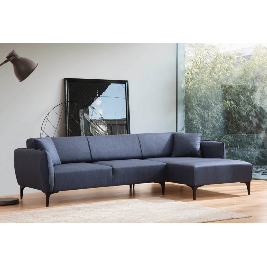 Kampinė sofa Belissimo dešinė mėlyna