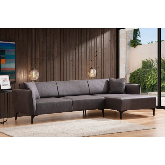 Kampinė sofa Belissimo dešinė pilka
