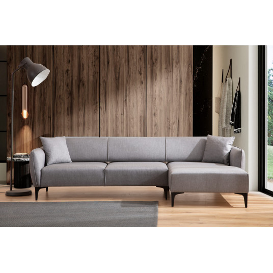 Kampinė sofa Belissimo dešinė pilka