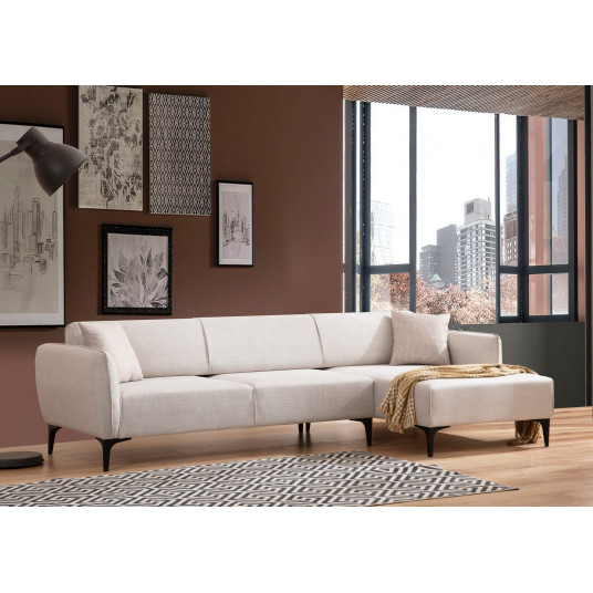 Kampinė sofa Belissimo dešinė balta