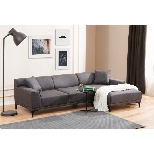 Kampinė sofa Petra R antracito