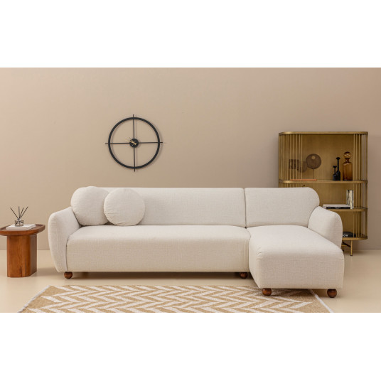 Kampinė sofa Eddy dešinė balta