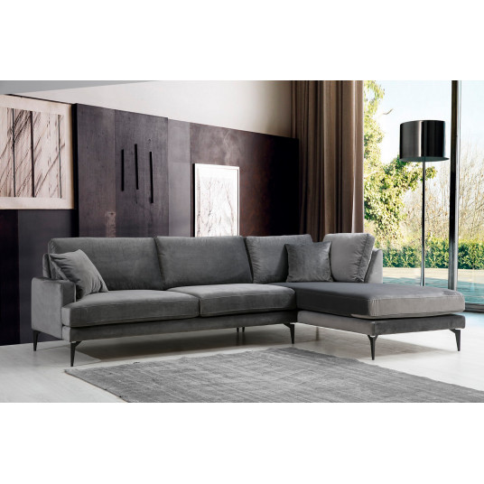  Kampinė sofa Papira dešinė antracito 