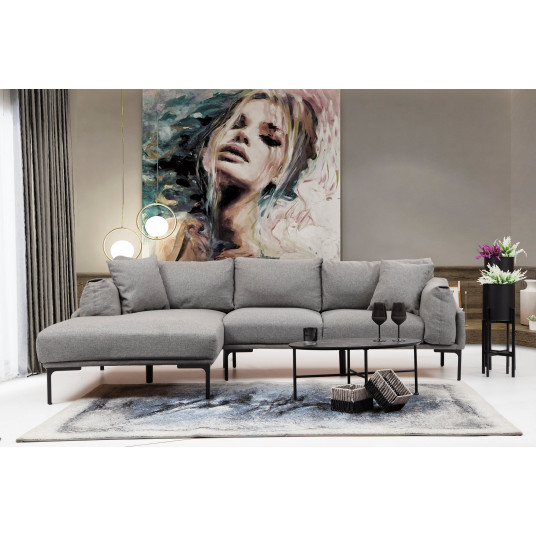 Kampinė sofa Leo kairė pilka