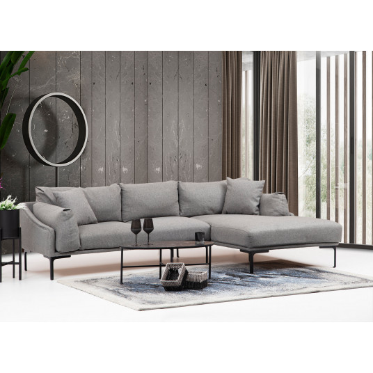  Kampinė sofa Leo dešinė pilka 