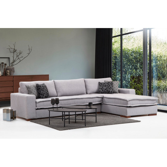 Kampinė sofa Lena dešinė pilka