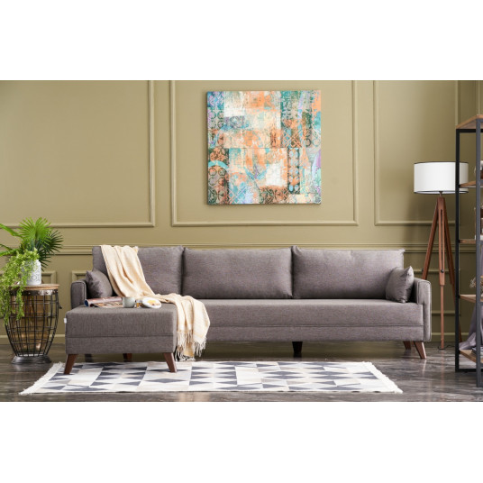 Kampinė sofa Bella Sofa kairė ruda