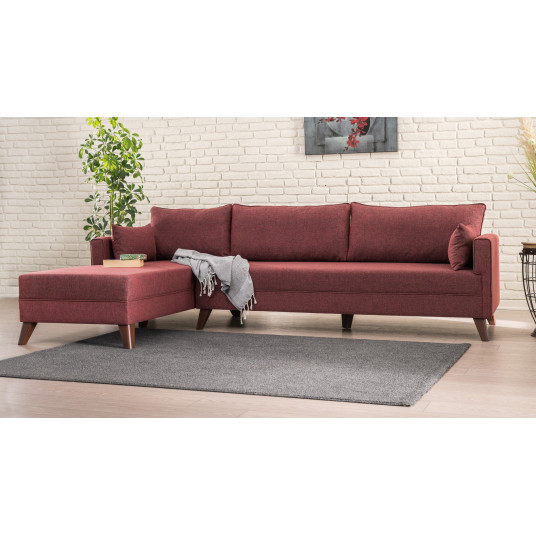 Kampinė sofa Bella Sofa kairė 1 raudona