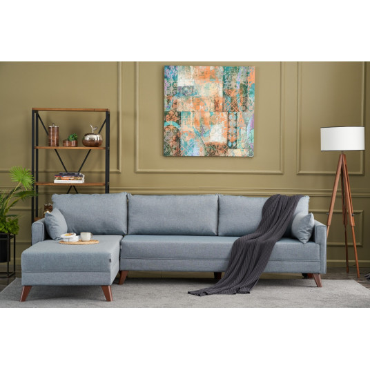 Kampinė sofa Bella Soft Kose Koltuk kairė mėlyna